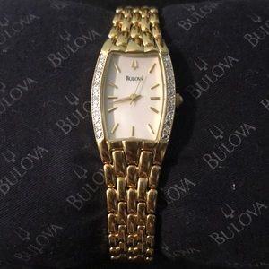 Bulova gold plated diamond watch